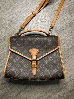 Louis Vuitton Monogram Structured Top Handle Bag in Brown and Tan